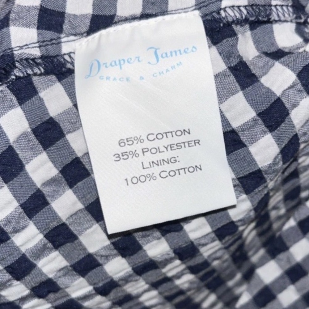 Draper James Gingham Dress Women Size 4 Navy Blue White Fit Flare Spring Picnic - Picture 8 of 10